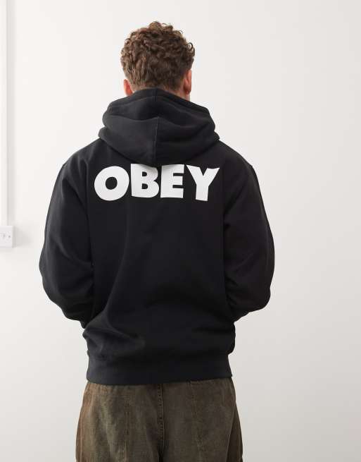 Obey Hoodie met vetgedrukte print in zwart