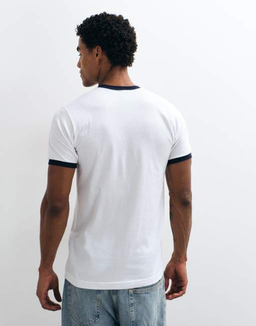 Obey hooked on a feeling graphic ringer t-shirt in white/navy, 5 of 5