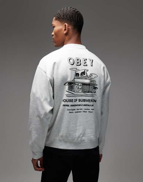 Obey – House of Subversion – Grå sweatshirt i oversize - view 1