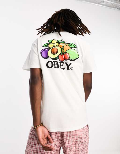 Obey - Hvid T-shirt med frugtskålsprint på ryggen