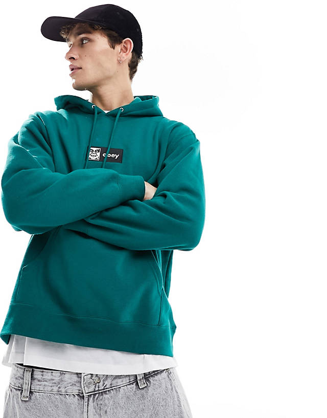 Obey - icon embroidered hoodie in green