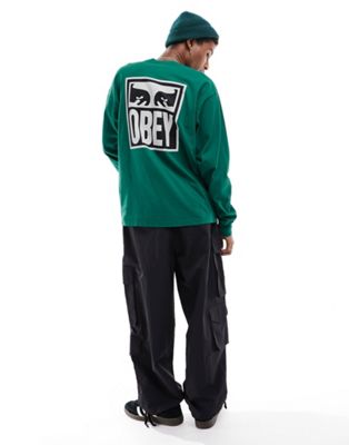 Obey icon eyes 2 long sleeve top in garden green