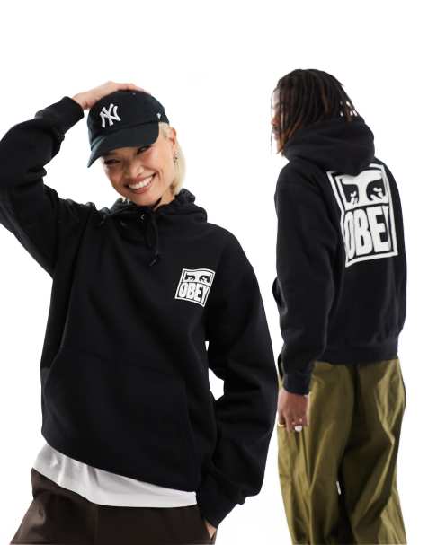 Obey icon eyes 2 unisex hoodie in black - view 1