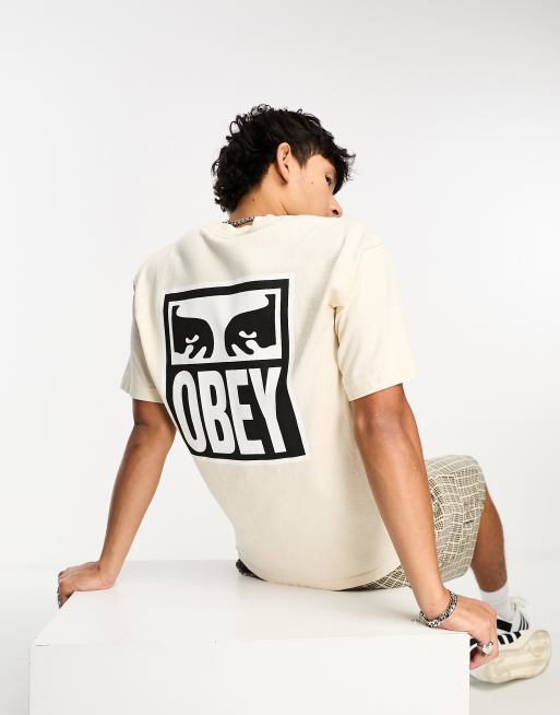 Obey icon eyes backprint t-shirt in off white | ASOS