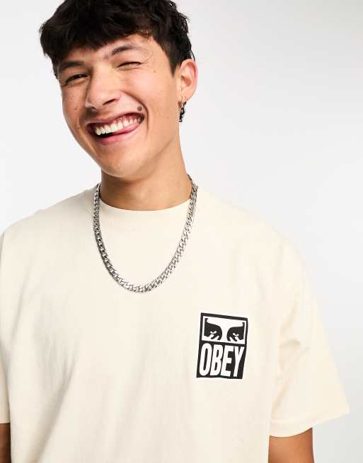 Obey icon eyes backprint t-shirt in off white | ASOS