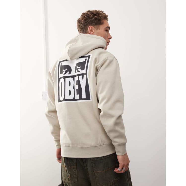 Obey icon eyes graphic hoodie in beige ASOS