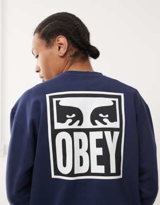 Obey Obey icon eyes graphic sweatshirt in navy-Grey