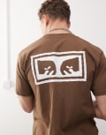 [Obey] Obey icon eyes graphic t-shirt in brown S BROWN