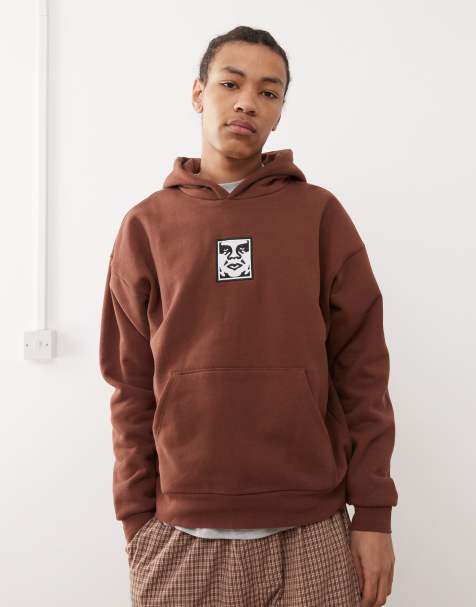 Obey icon eyes heavyweight hoodie in burgundy  - view 1