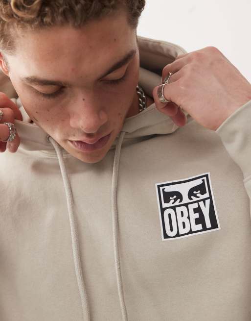 Obey - Icon Eyes - Hoodie met grafische print in beige, 3 van 4