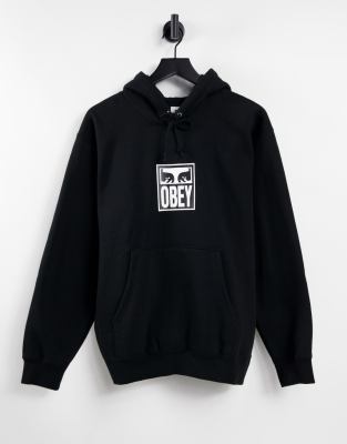 Obey - Icon - Felpa con cappuccio con stampa di occhi, colore nero
