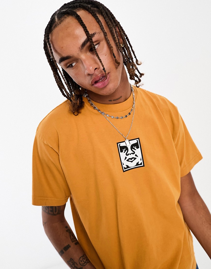 Obey icon heavyweight t-shirt in yellow