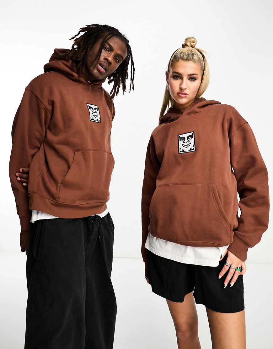 Obey icon heavyweight unisex hoodie in brown