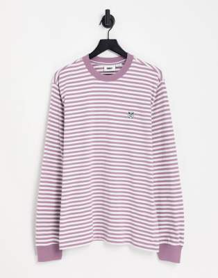Obey icon legacy long sleeve striped t-shirt in white and purple - ASOS Price Checker