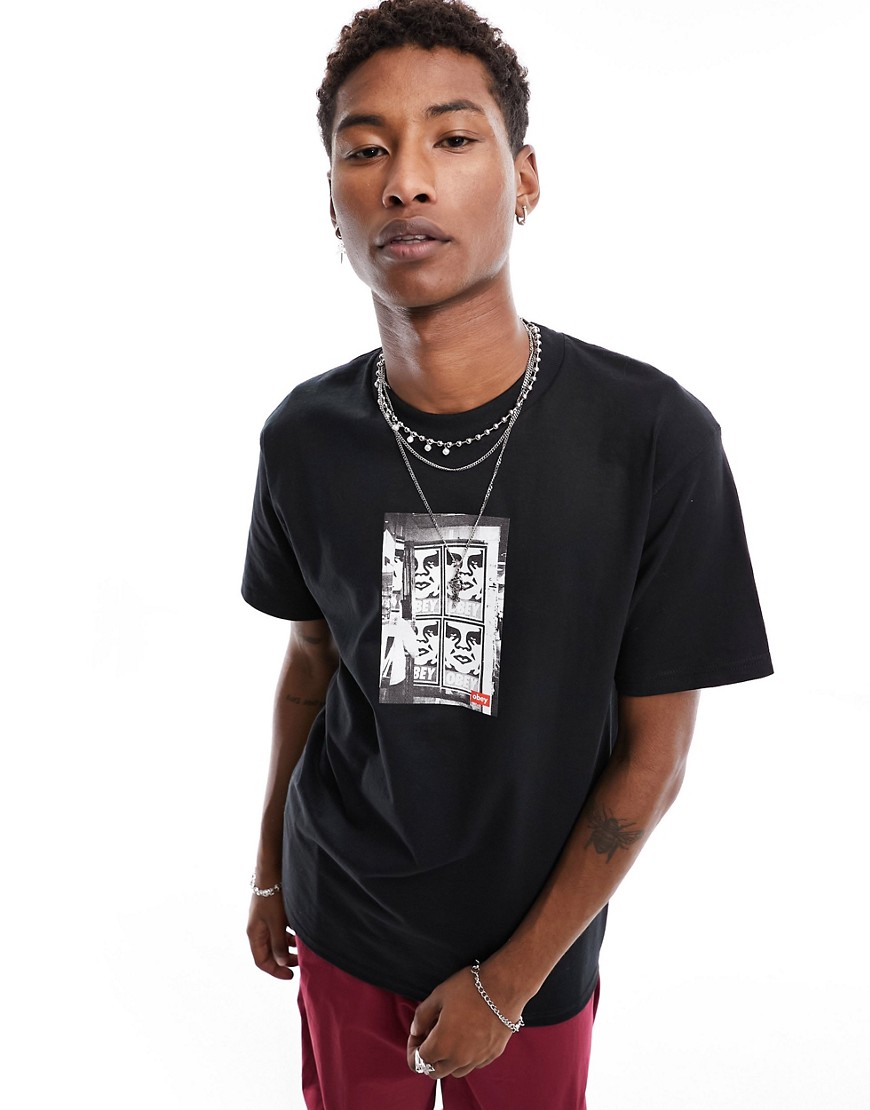 Obey icon photo t-shirt in black