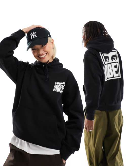 Obey – Icon – Svart huvtröja i unisex-modell med 2 ögonloggor
