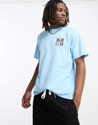 Icon - T-shirt blu con stampa di occhi sul retro - Obey T-shirt donna  - immagine3