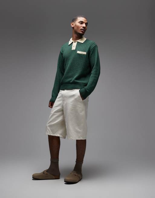 Obey – Jasper – Strickpullover in Dunkelgrün mit Polokragen, 2 von 5