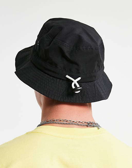 Accessories Caps & Hats/Obey jazz bucket hat with drawstring in black 