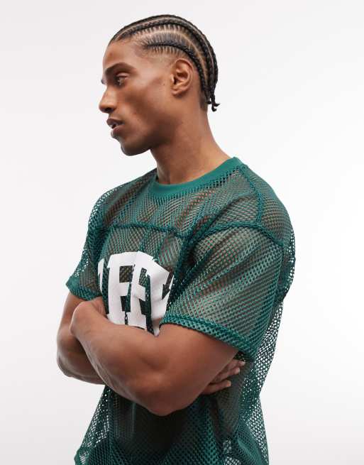 Obey - Jersey trainingstop van mesh in collegestijl in groen, 4 van 5