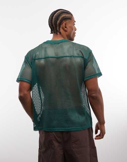 Obey - Jersey trainingstop van mesh in collegestijl in groen, 5 van 5