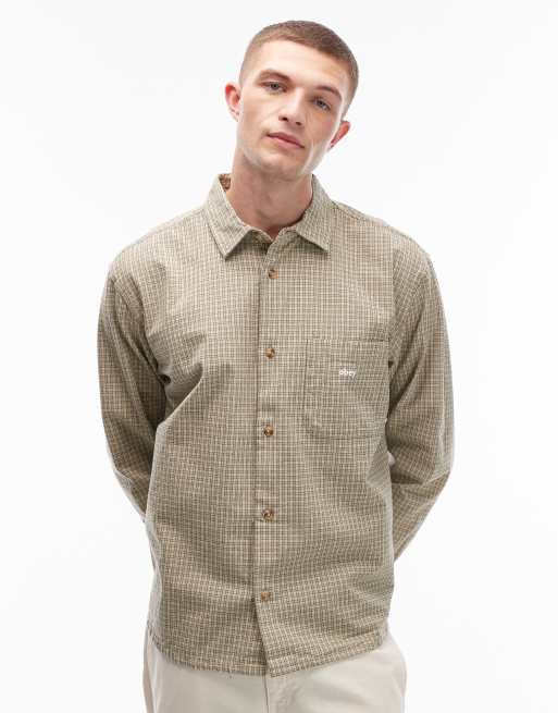 Obey – Jimmy – Langärmliges Hemd in Beige kariert