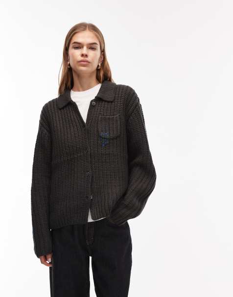 Obey julian knitted jacket in black - view 1