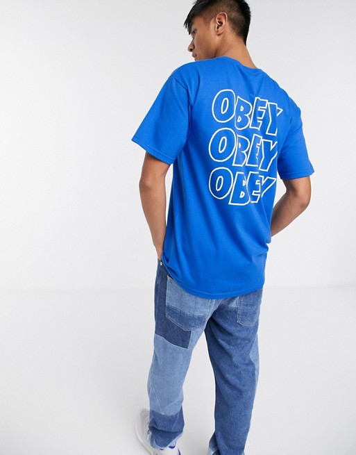 Obey Jumbled Eyes t-shirt in blue