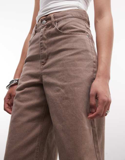 Obey - Karina - Lange denim short in walnootbruin, 3 van 5