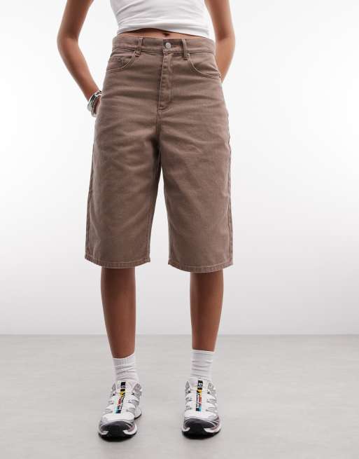 Obey – Karina – Lange Jeansshorts in Walnussbraun, 2 von 5