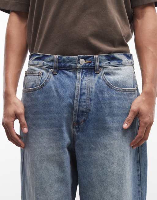 Obey - Klassieke baggy vintage jeans in midwash blauw, 4 van 5