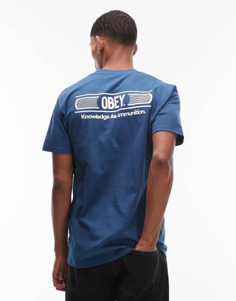 Obey knowledge t-shirt with back print in dark blue - view 1