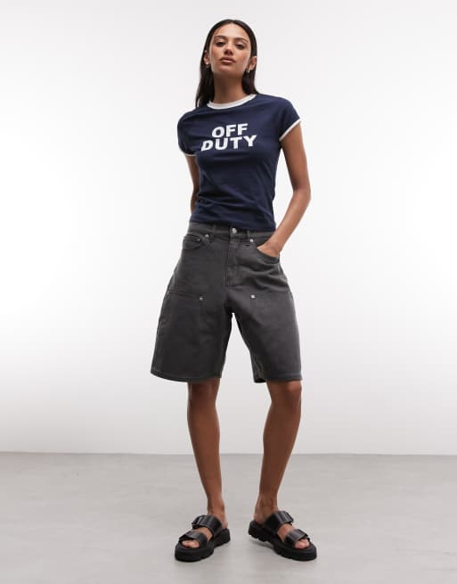 Obey - Koksgrå forvaskede shorts med shift-panel, 2 af 5
