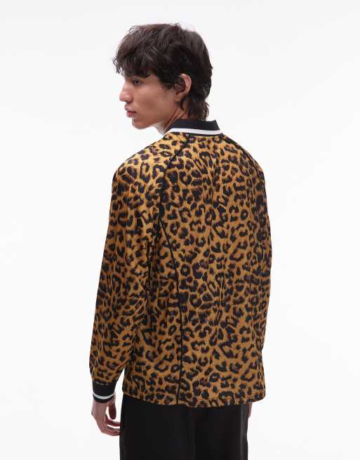 Obey – Langärmliges Polohemd aus Jersey mit durchgehendem Leopardenmuster, 3 von 5