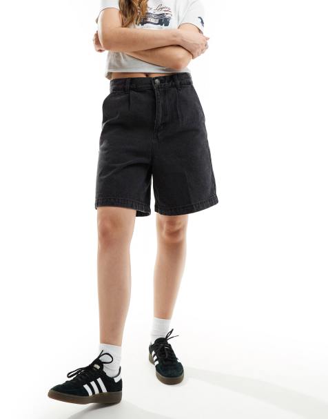 Obey – Länger geschnittene Jeansshorts in verwaschenem Schwarz - view 1