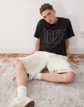 [Obey] Obey large logo football jersey in black M BLACK