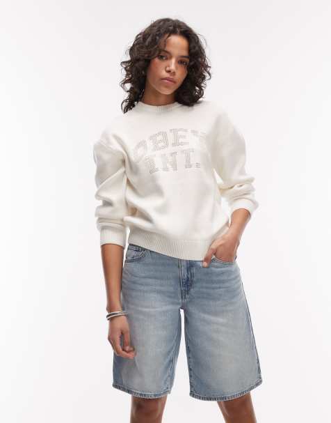 Obey league logo crew neck sweatshirt in cream - view 1