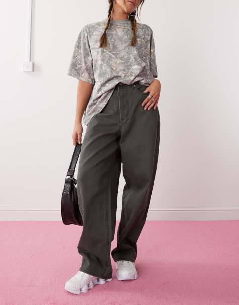 Obey leah baggy 5 pocket pants in faded black - view 1