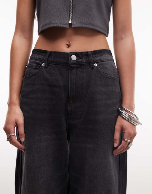 Obey - Leah - Baggy denim jeans in vintage zwart, 5 van 5