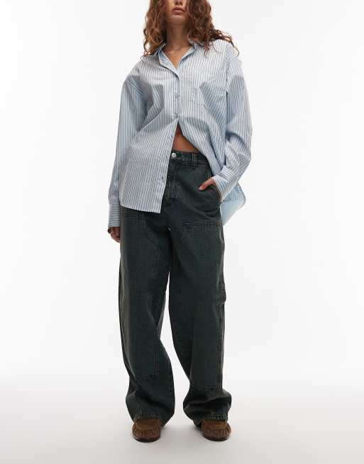 Obey - Leah III - Baggy mørkeblå jeans i vintage-vask med dobbeltknæ