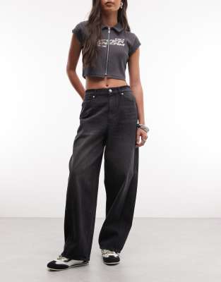 Obey - Leah - Weite Jeans in Vintage-Schwarz