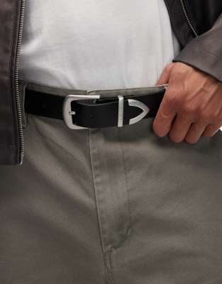 Obey leather belt in black ASOS
