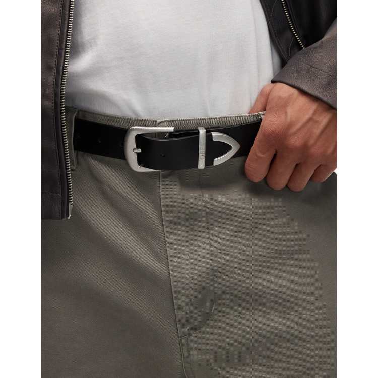 Obey leather belt in black ASOS