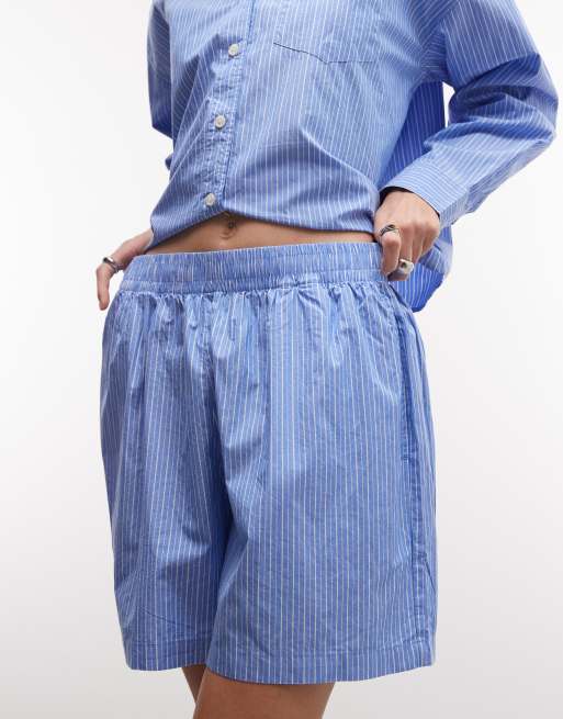 Obey leisure stripe short co-ord in blue, 3 of 5