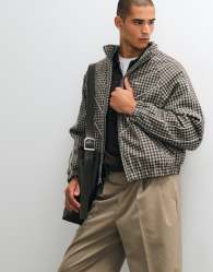 Obey leisure training checked zip up jacket in multi