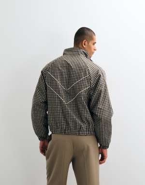 Obey leisure training checked zip up jacket in multi