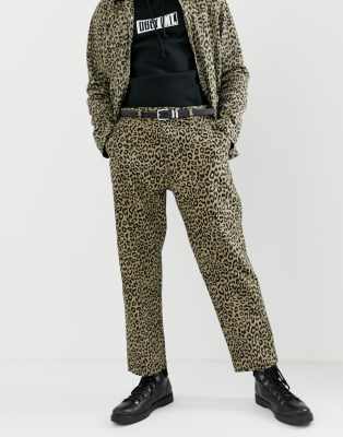 Obey Leopard Print Labor Carpenter Pants