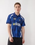 [Obey] Obey logo football jersey in blue multi 2XL Blue multi