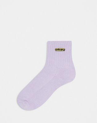 Obey logo socks in lilac