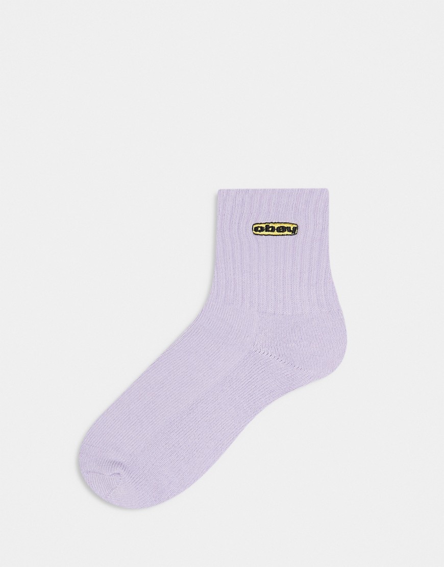 Obey logo socks in lilac-Purple